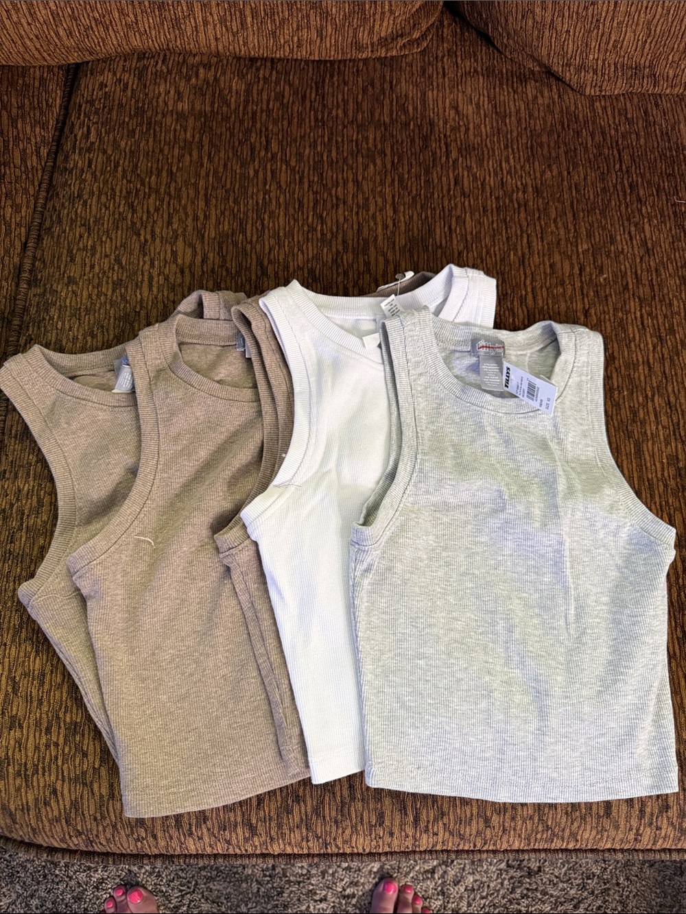 Ribbed Tank Top Bundle  5 - White, Light Gray, Taupe - Tilly’s